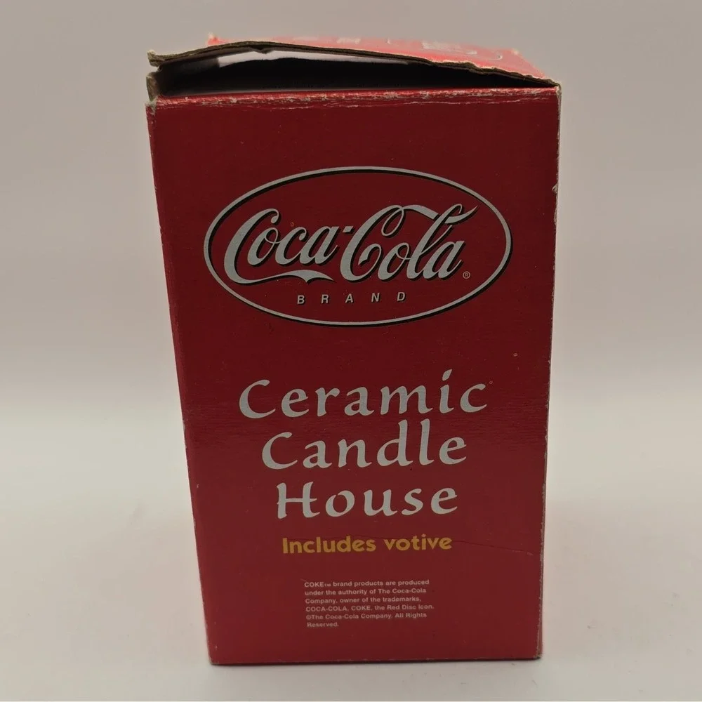 Coca-Cola Ceramic Painted Candle House w/ Votive, Red Advertising Building